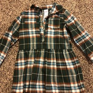 Carter’s 2T girl dress. Dark green, brown, white